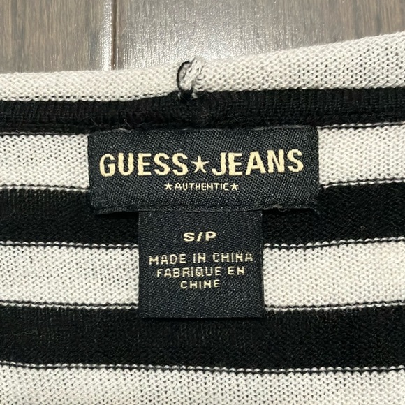 Y2K Vintage Guess Jeans Striped Lightweight V-Neck Hooded Sweater Size S - Picture 4 of 6